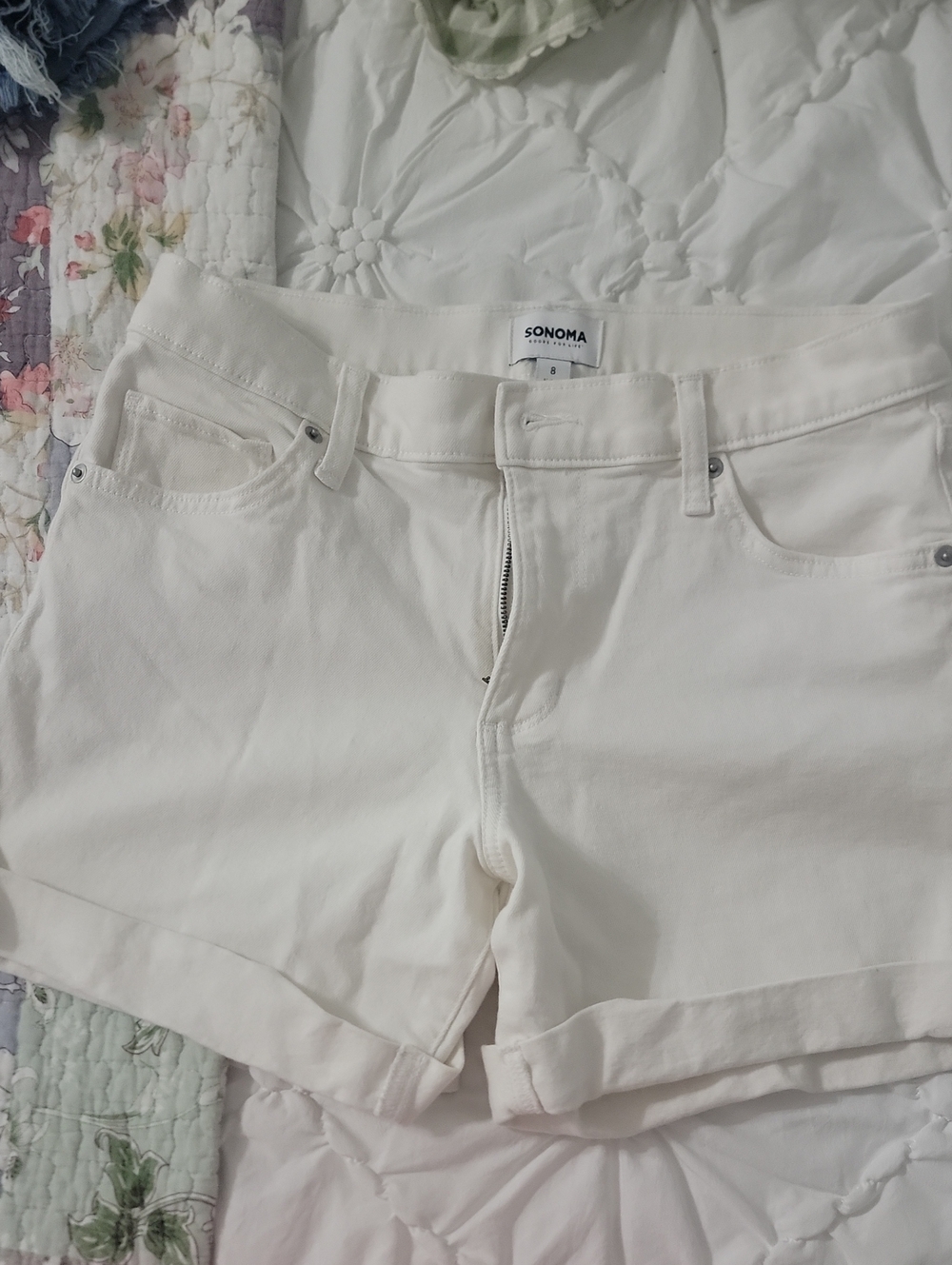 Sonoma White Rolled-Hem Denim Shorts